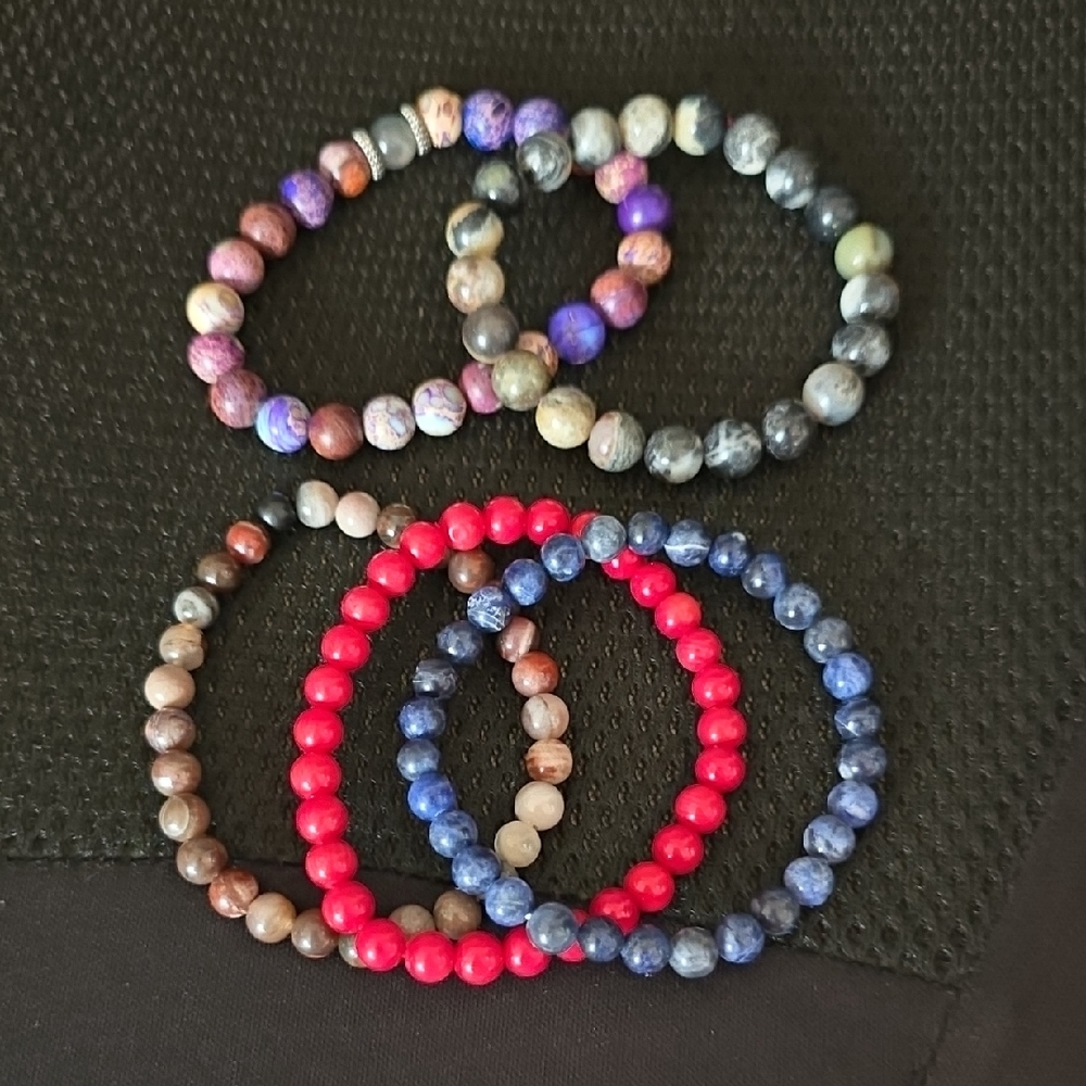 Stone Bead Colorful Bracelet Set